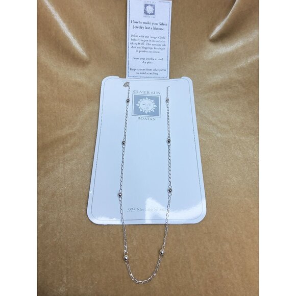 new silver sun .925 sterling silver beaded necklace - Picture 1 of 2
